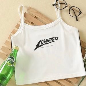 🌹Letter graphic contrast binding crop top🌹